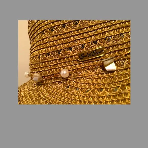 Sun 'N' Sand Medium Brim Beige Summer Hat with embellished crown. New with Tags! - Picture 6 of 11